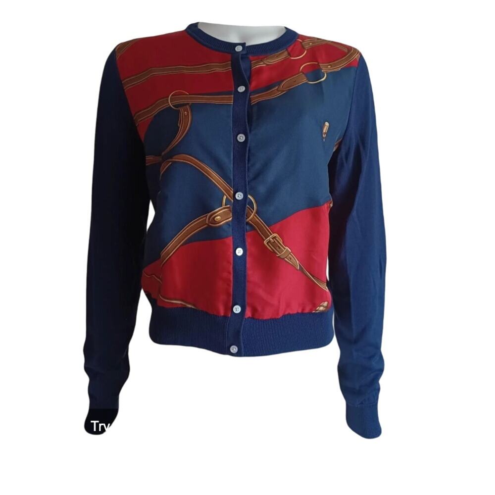 Ralph Lauren Silk Cardigan Sweater Size Small Preppy Equestrian - Picture 4 of 4
